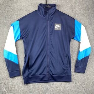 Nike Air Track Jacket Full Zip Navy‎ Blue White Mens Medium Color Block